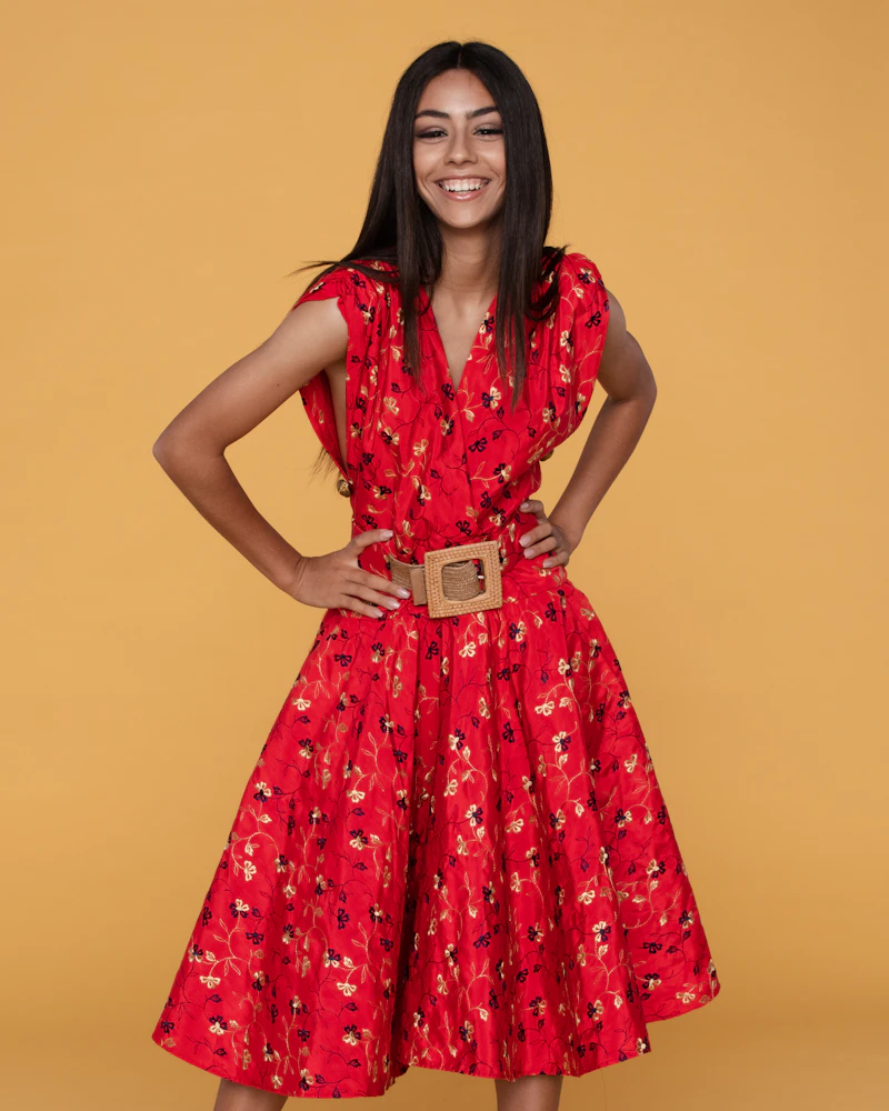 Floral Wrap Midi Dress