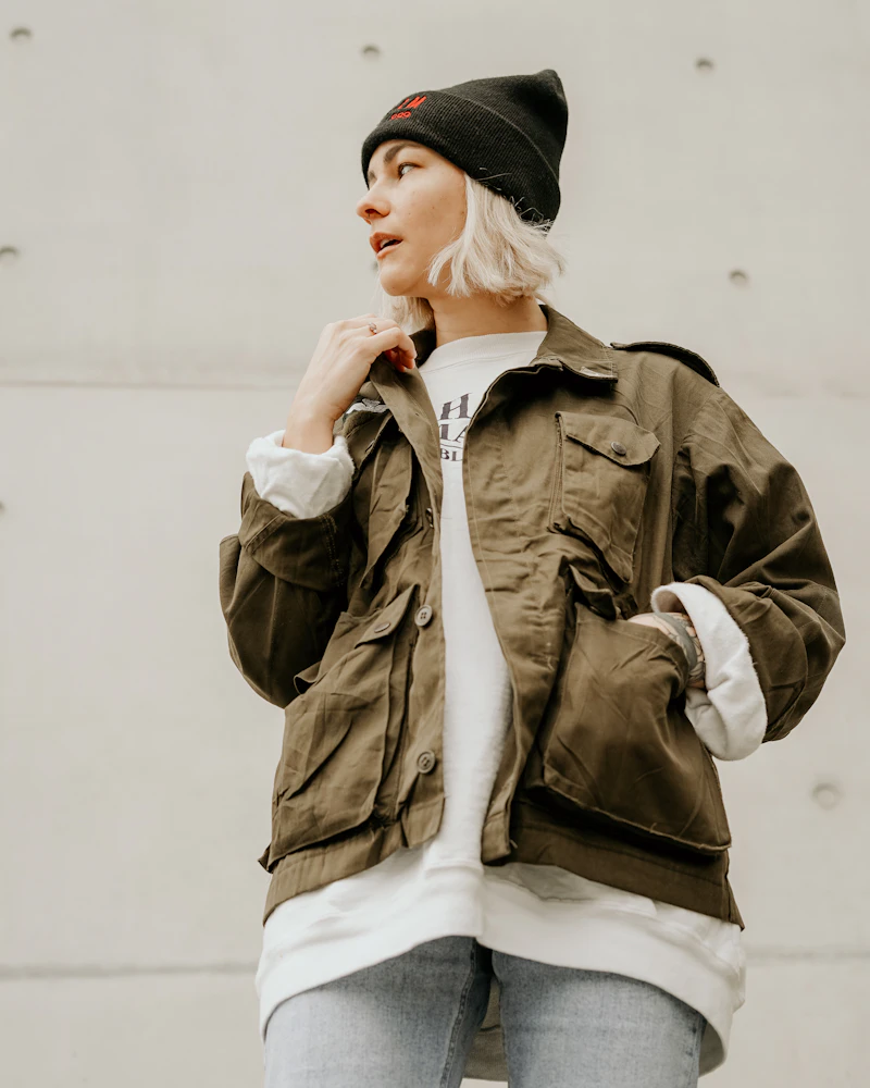 Βαμβακερό Utility Jacket, Ελιά