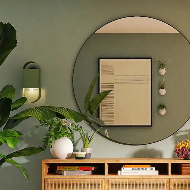 Halo Round Mirror, Oak