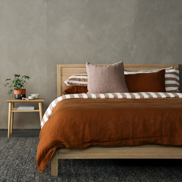 Stonewashed Linen Bedding, Rust